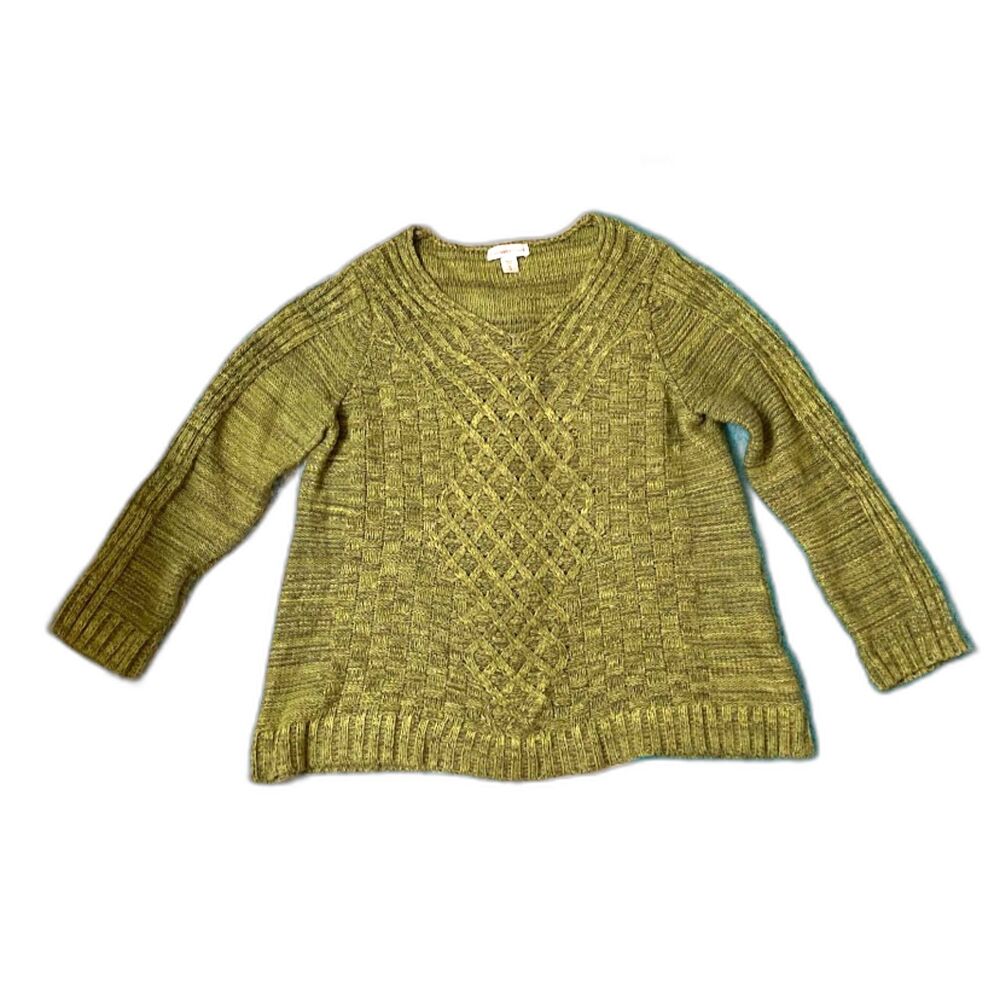 Coldwater Creek green marled cable knit sweater size XL